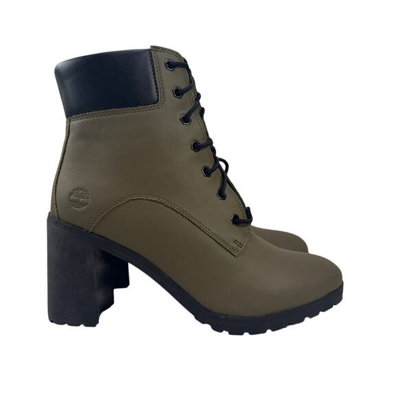 Timberland Allington Boots Heeled Womens 9 Olive Green Leather Lace Up Lug Sole - Picture 1 of 11